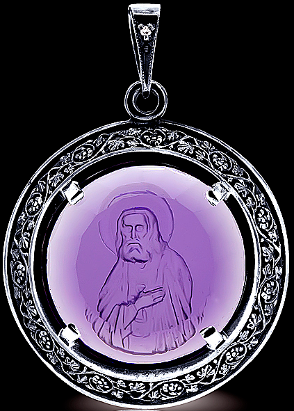 Образок Серафим Саровский, аметист