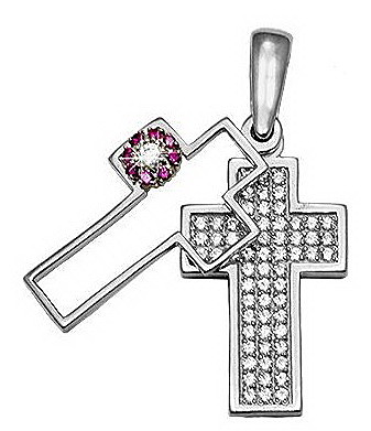 Крест нательный двухсторонний с Swarovski