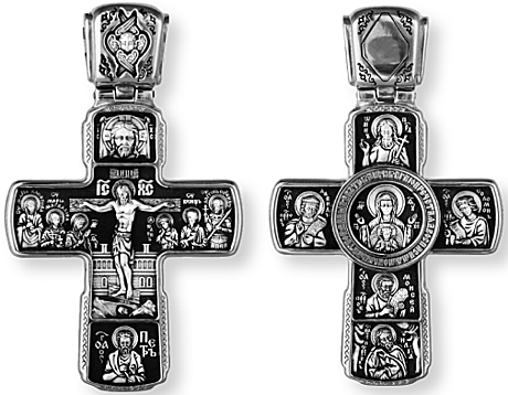 Распятие Христово с предстоящими. Апостол Петр, Икона Божией Матери Знамение с пророками